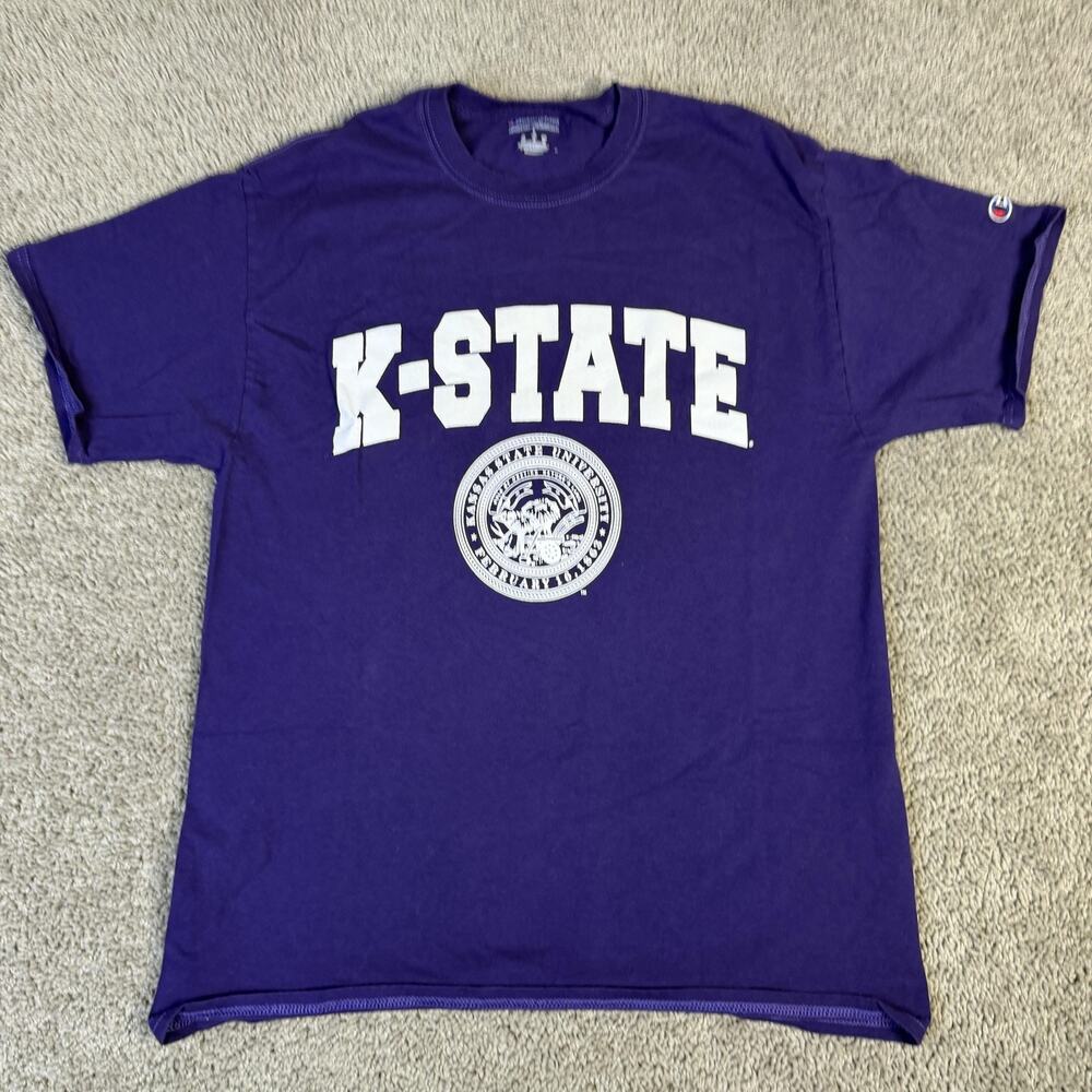 K-State Wildcats Shirt Mens Large Purple NCAA Football Graphic Champion